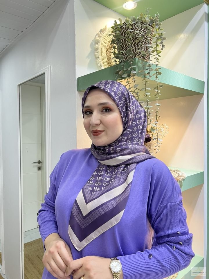 Harf Desen Mor Pamuk Eşarp