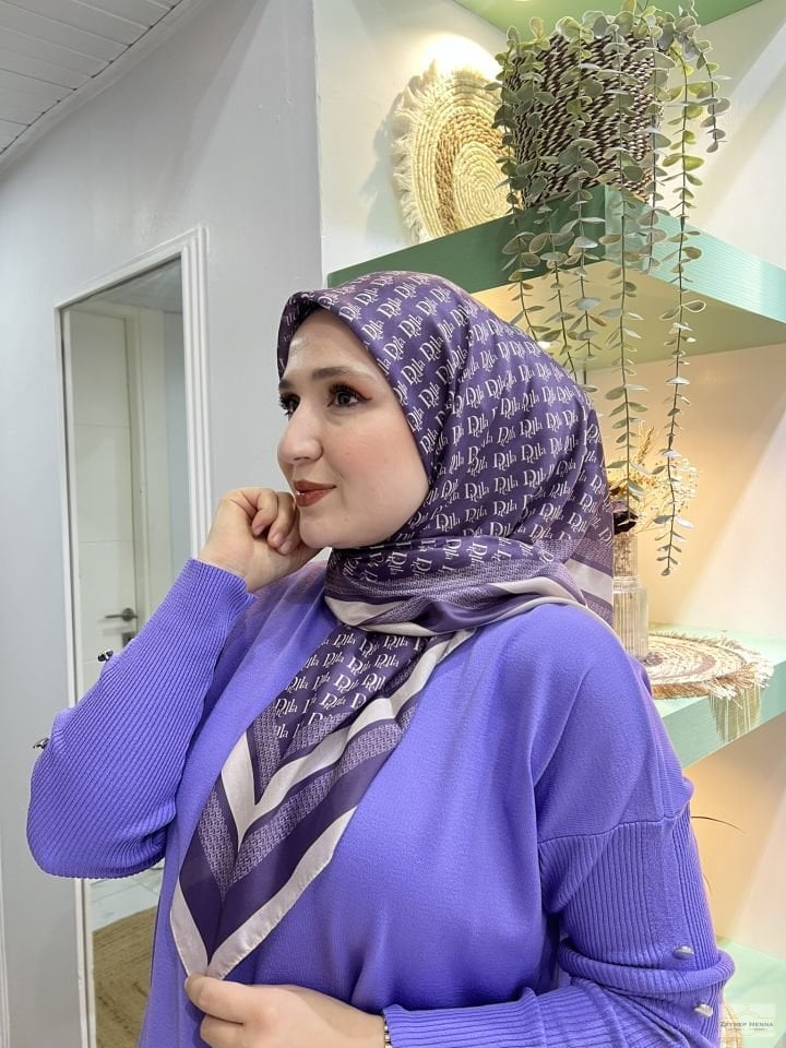 Harf Desen Mor Pamuk Eşarp