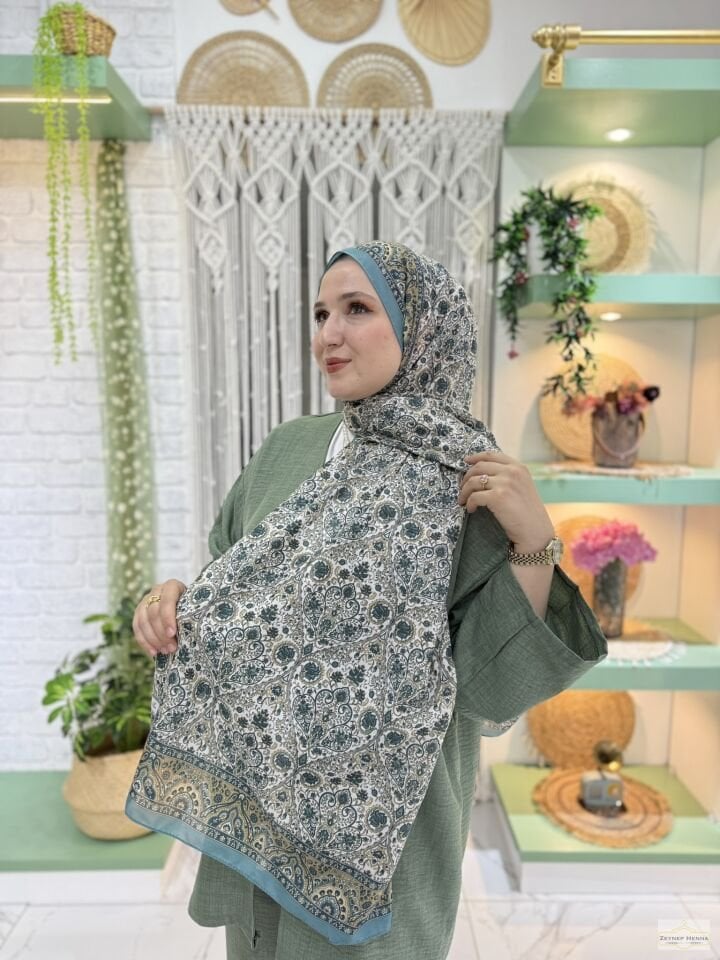 Mira Desen Mint Yeşili Pamuk Şal