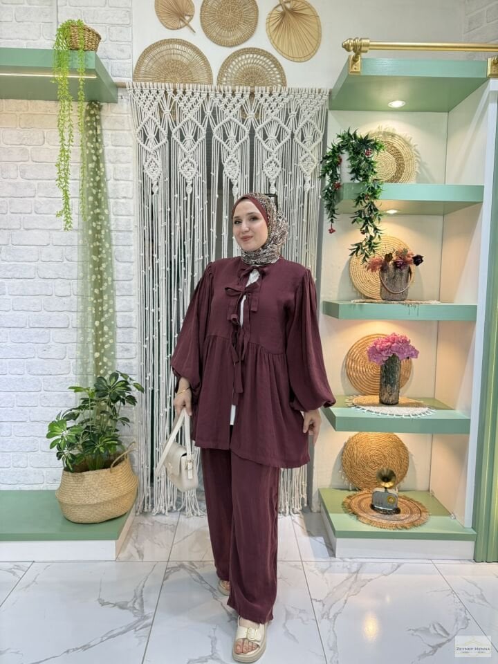 Fiyonk Bağlamalı Soft  Bordo Takım
