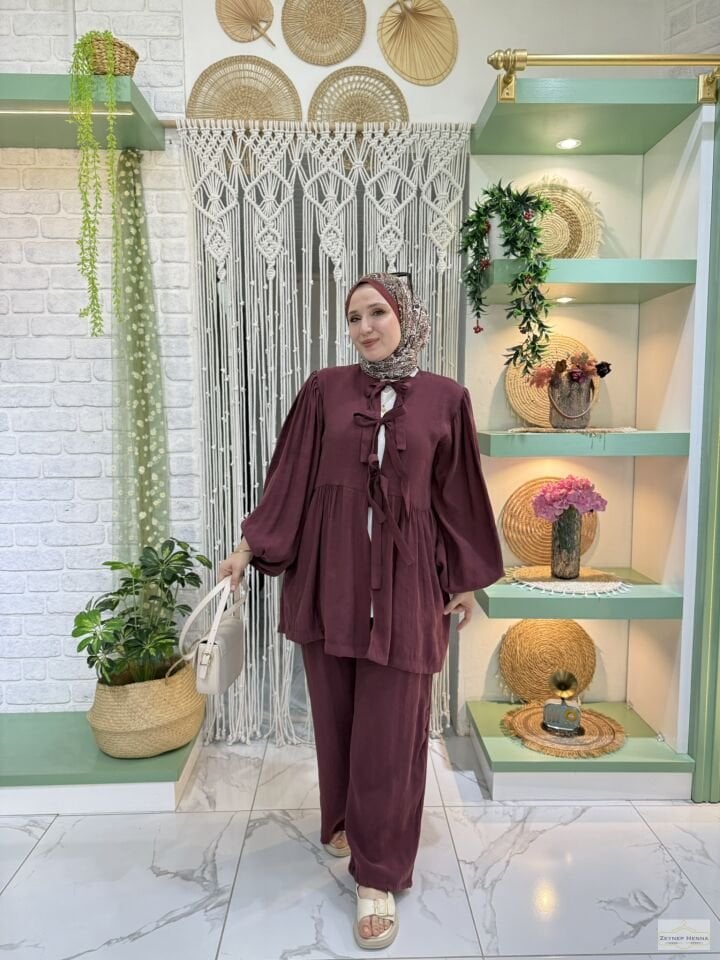 Fiyonk Bağlamalı Soft  Bordo Takım