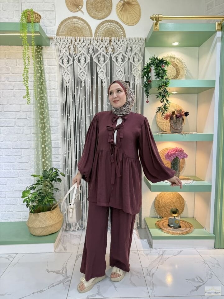 Fiyonk Bağlamalı Soft  Bordo Takım