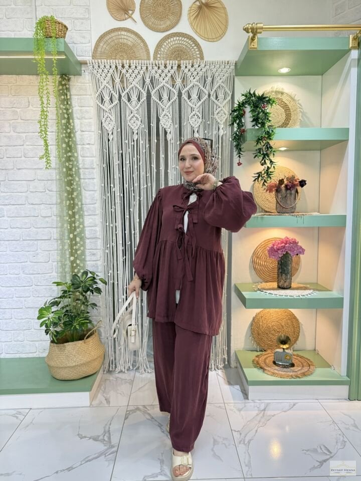 Fiyonk Bağlamalı Soft  Bordo Takım
