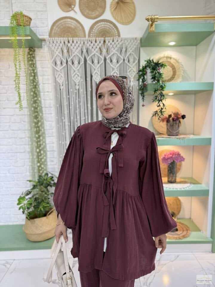 Fiyonk Bağlamalı Soft  Bordo Takım