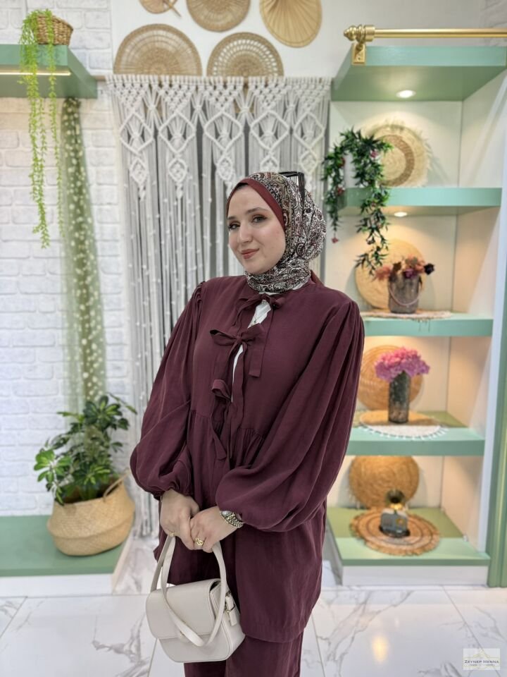 Fiyonk Bağlamalı Soft  Bordo Takım