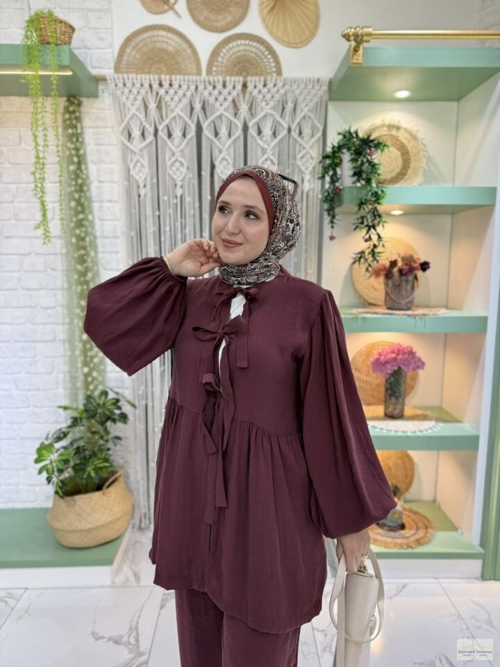 Fiyonk Bağlamalı Soft  Bordo Takım