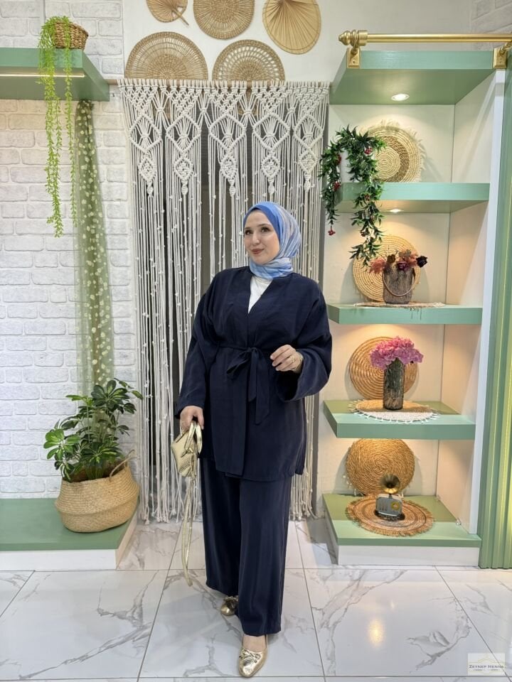 Belden Bağlamalı Laci Kimono Takım