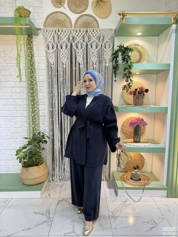 Belden Bağlamalı Laci Kimono Takım