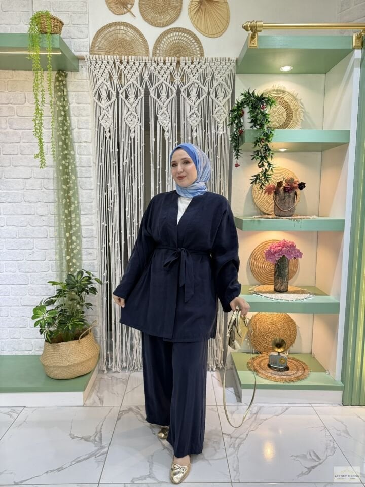 Belden Bağlamalı Laci Kimono Takım