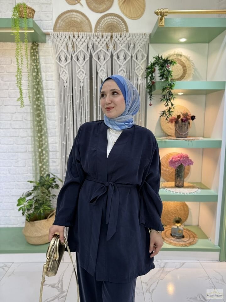 Belden Bağlamalı Laci Kimono Takım