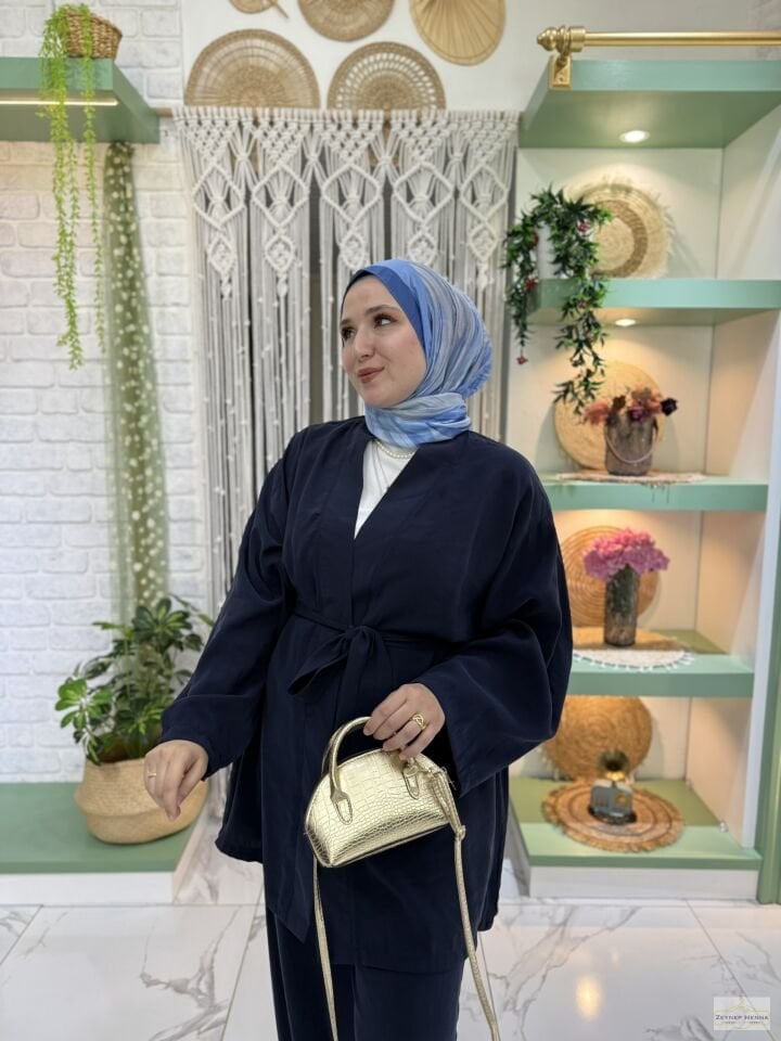 Belden Bağlamalı Laci Kimono Takım