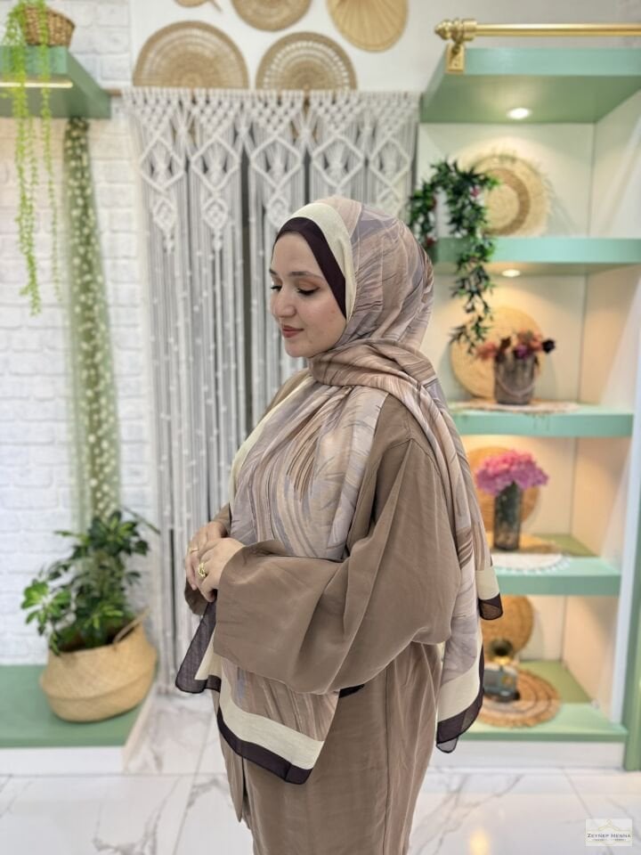 Fırça Desen Camel Pamuk Şal