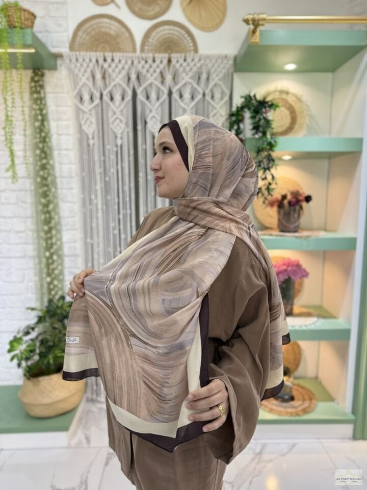 Fırça Desen Camel Pamuk Şal