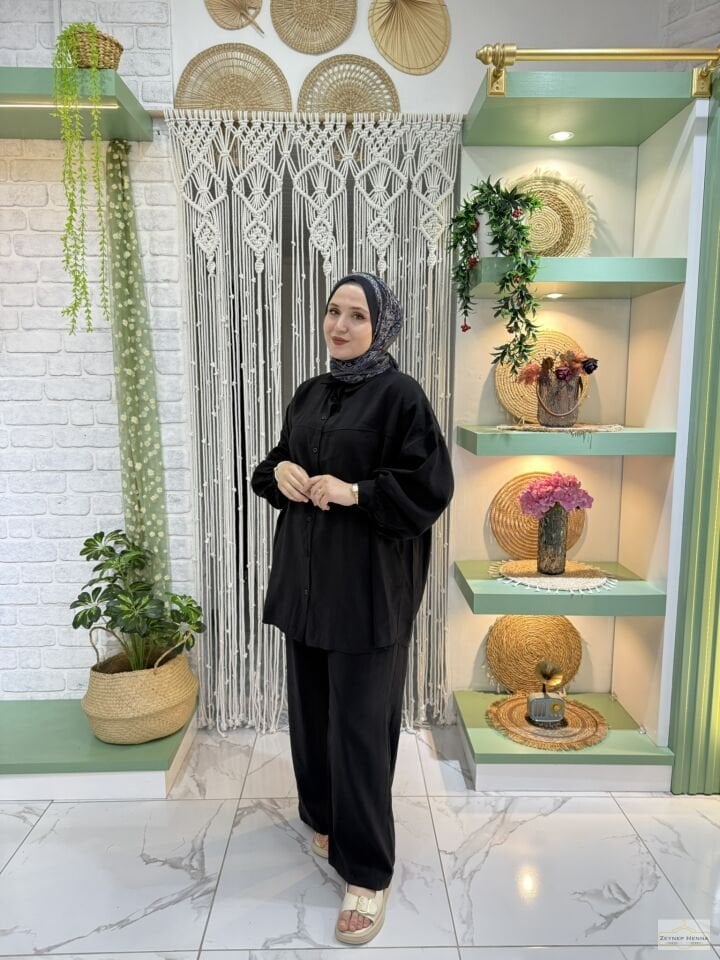 Dora Bağlamalı Siyah Takım