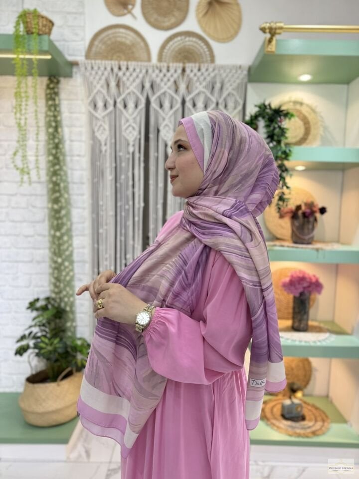 Fırça Desen Lavanta Pamuk Şal