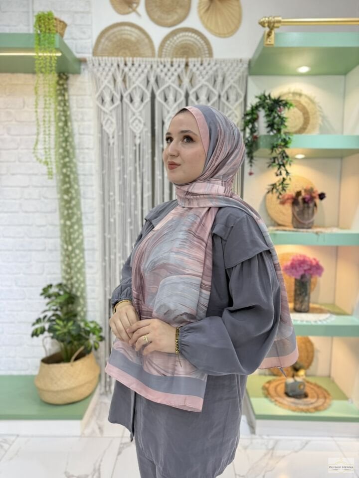 Fırça Desen Pudra Pamuk Şal