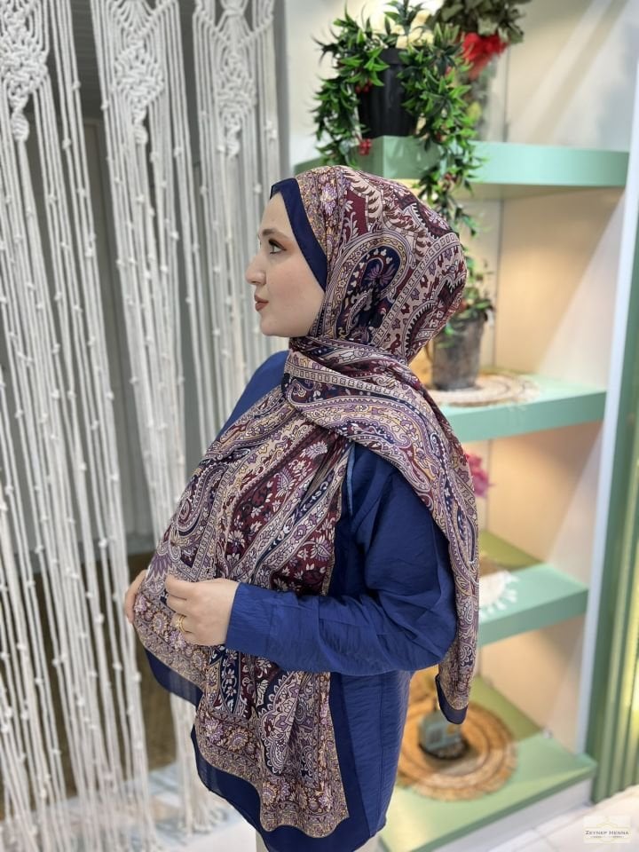 Arya Desen Lacivert Pamuk Şal