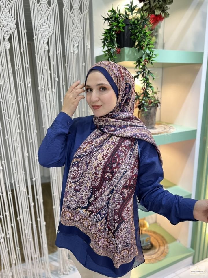 Arya Desen Lacivert Pamuk Şal
