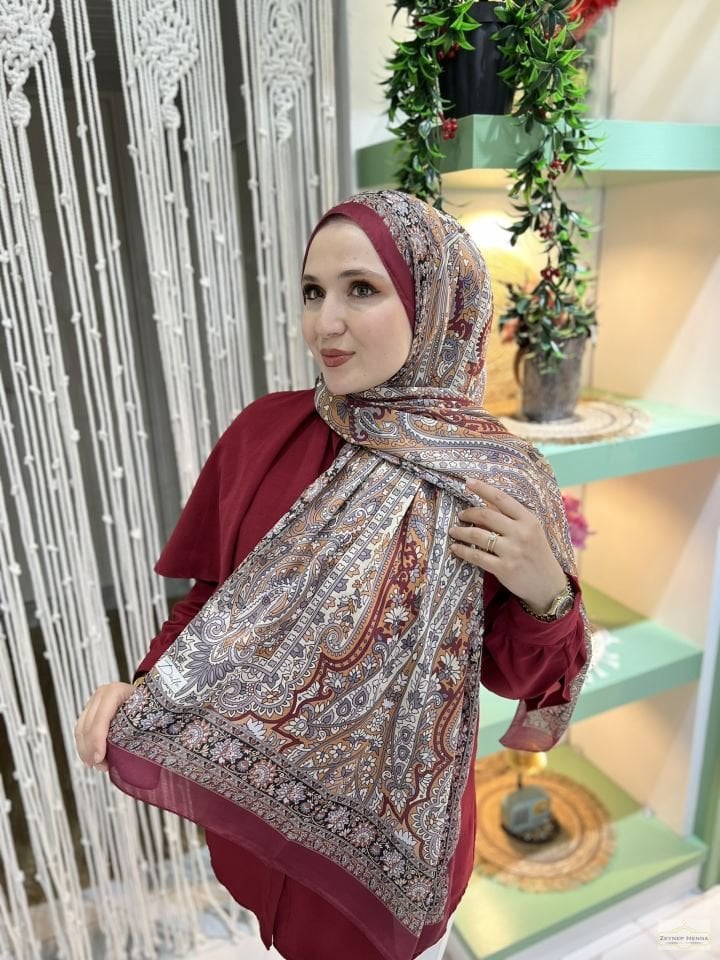 Arya Desen Bordo Pamuk Şal