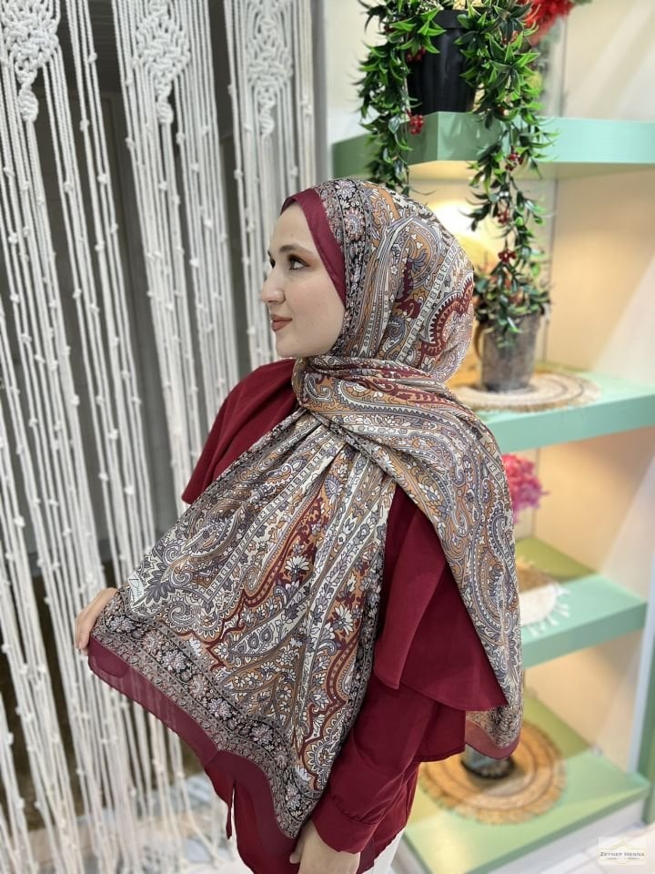 Arya Desen Bordo Pamuk Şal