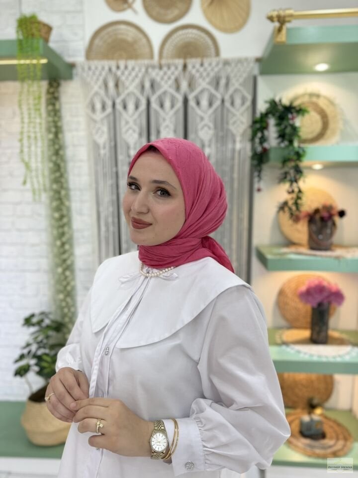 Düz Fuşya Pamuk Eşarp