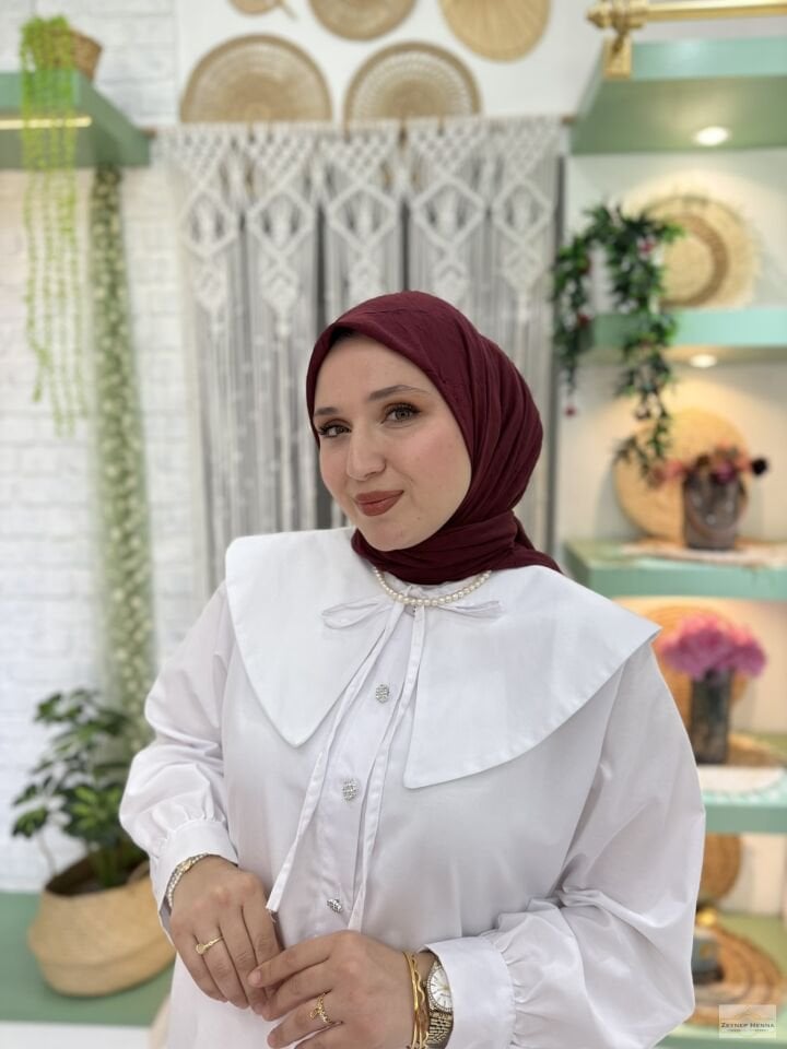 Düz Vişne Pamuk Eşarp