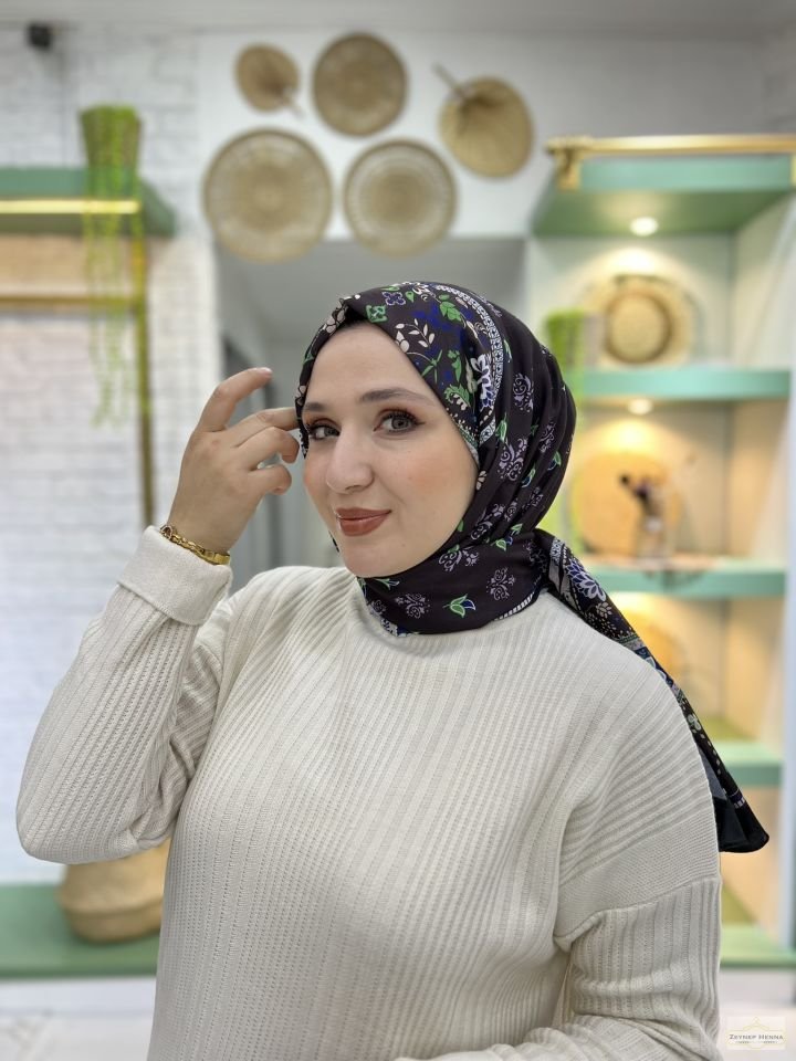 Karanfil Desen Mor Pamuk Şal