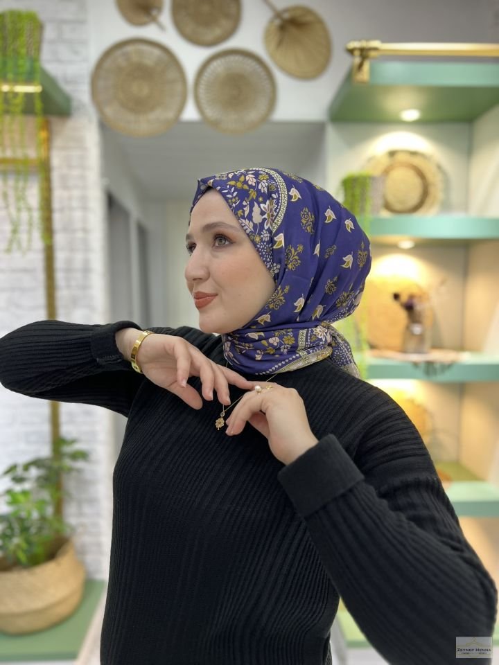 Karanfil Desen Lila Pamuk Şal