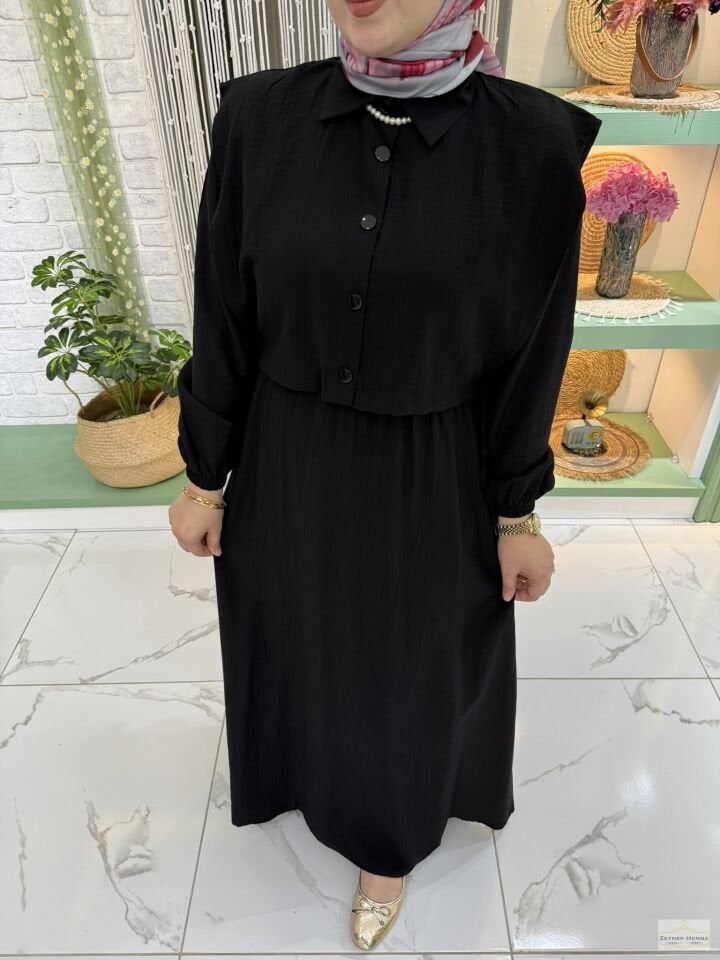 Şila Yelekli Siyah Elbise