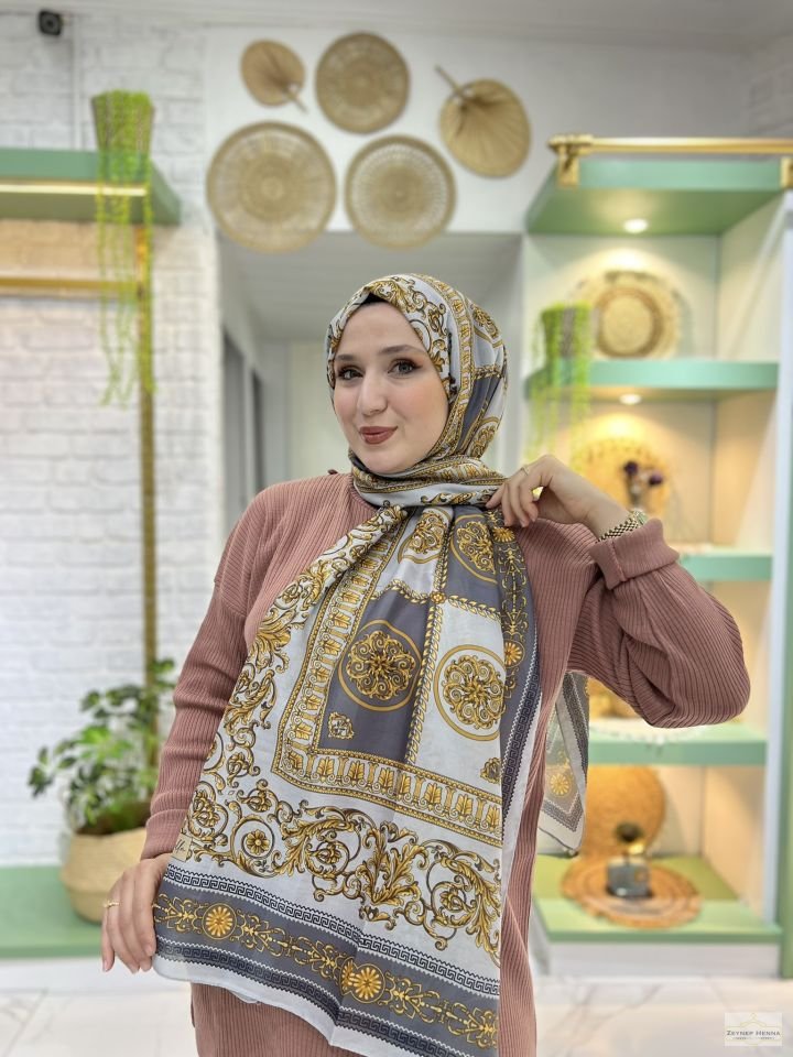 Şah Gri/Antrasit Pamuk Şal