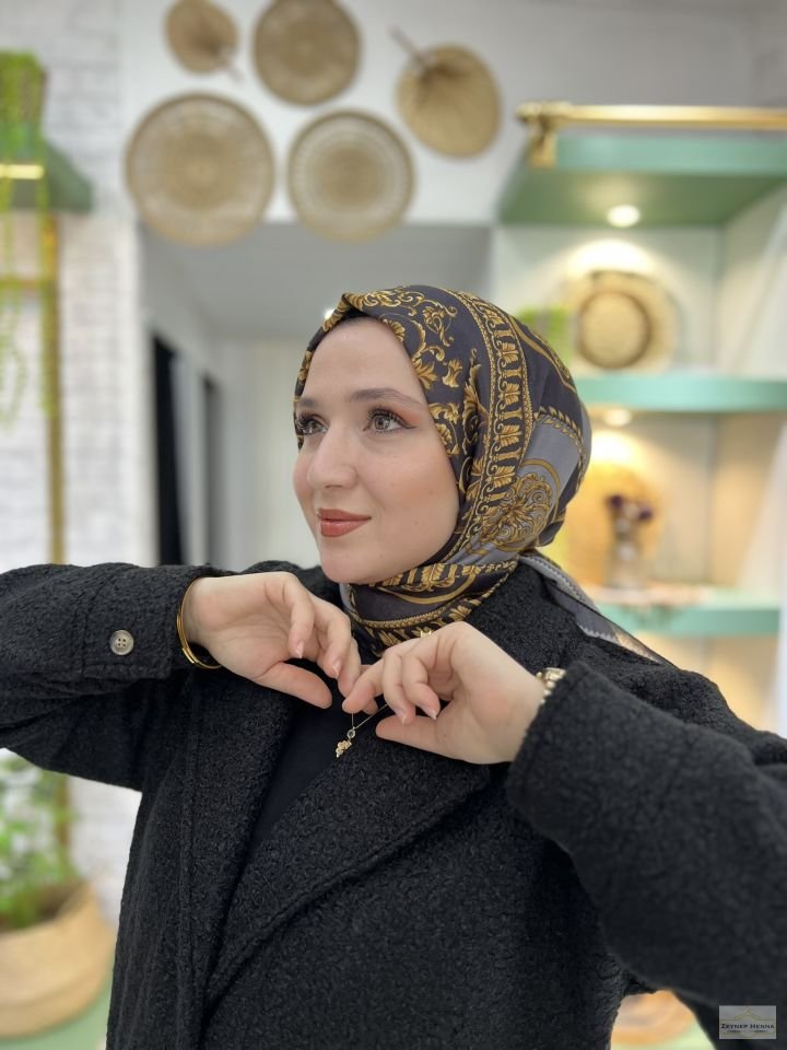Şah Siyah/Gri Pamuk Şal