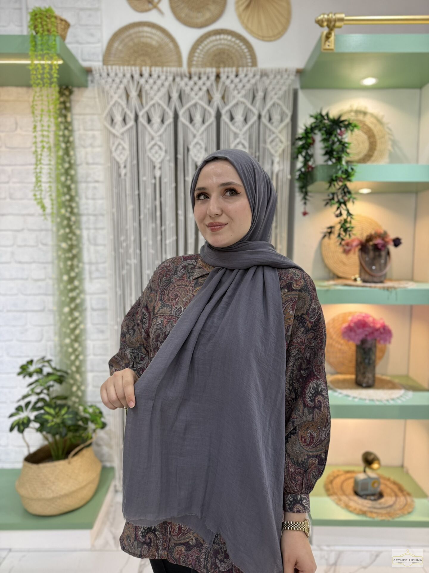 Aya Antrasit Pamuk Şal