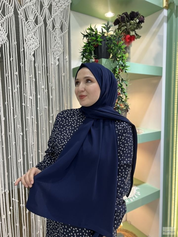 Lacivert Medine İpeği Şal
