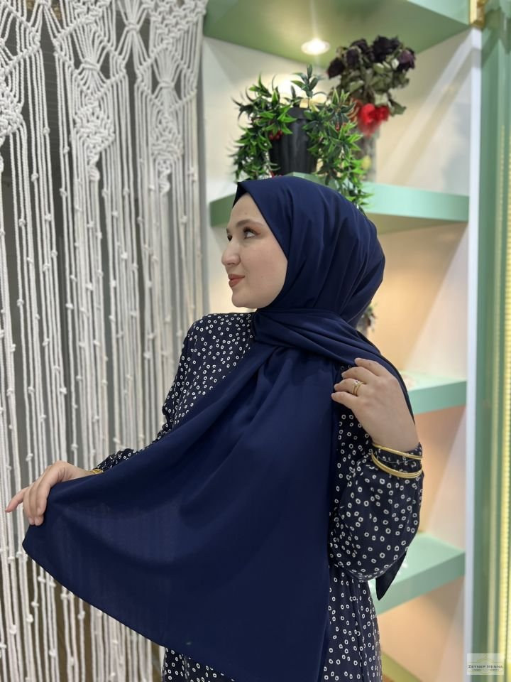 Lacivert Medine İpeği Şal