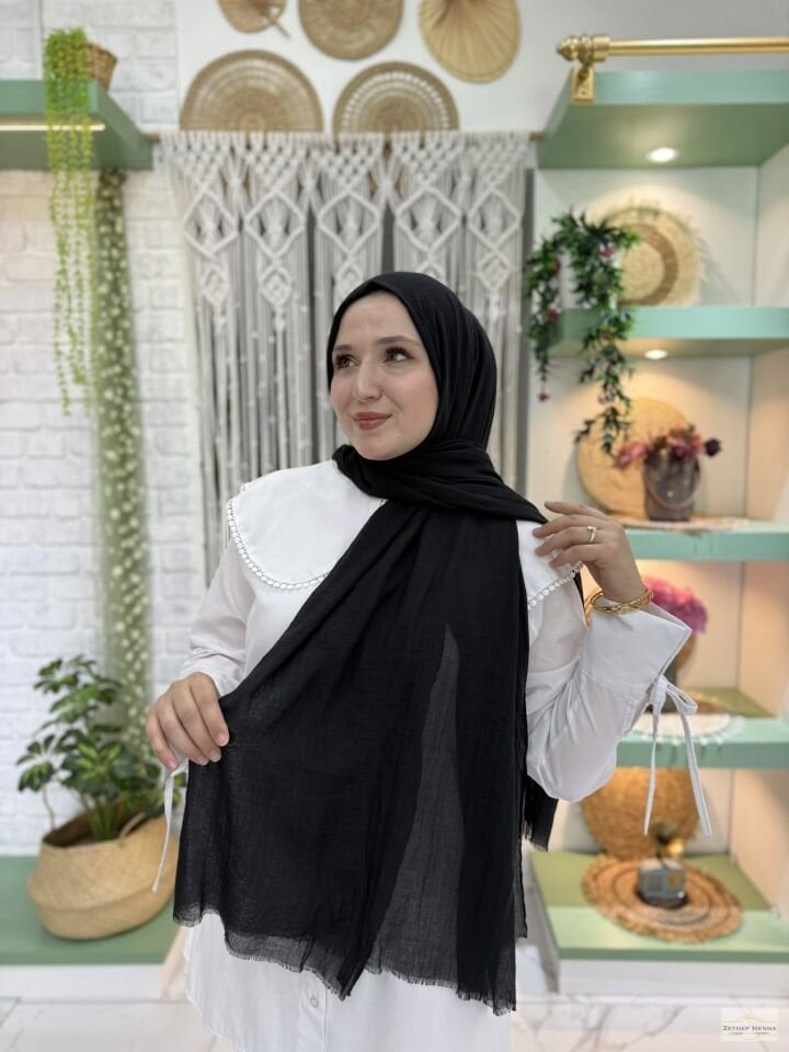 Aya Siyah Pamuk Şal