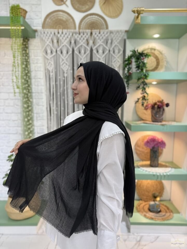 Aya Siyah Pamuk Şal