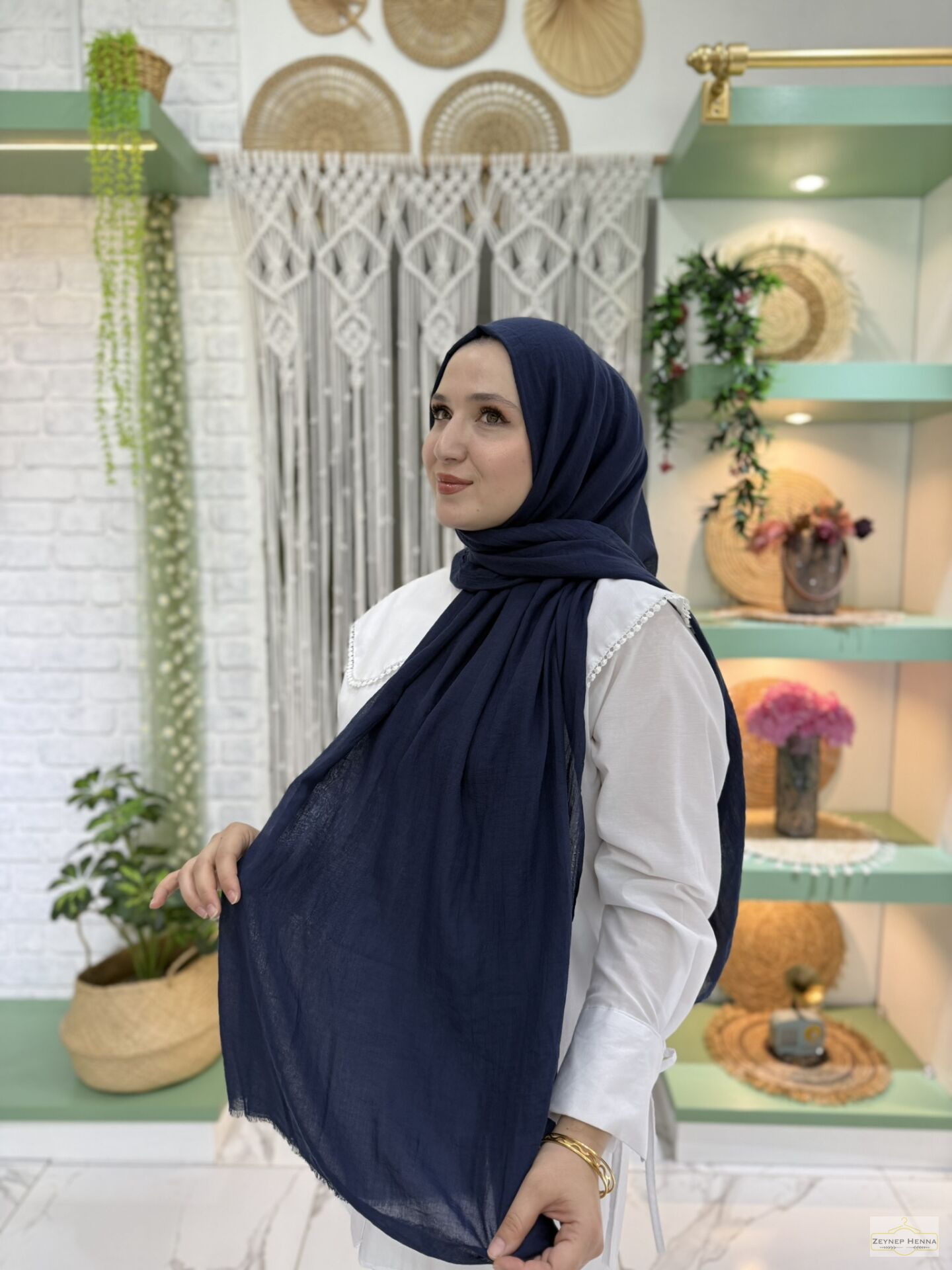 Aya Lacivert Pamuk Şal