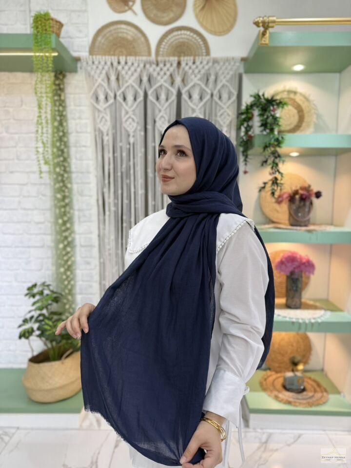Aya Lacivert Pamuk Şal