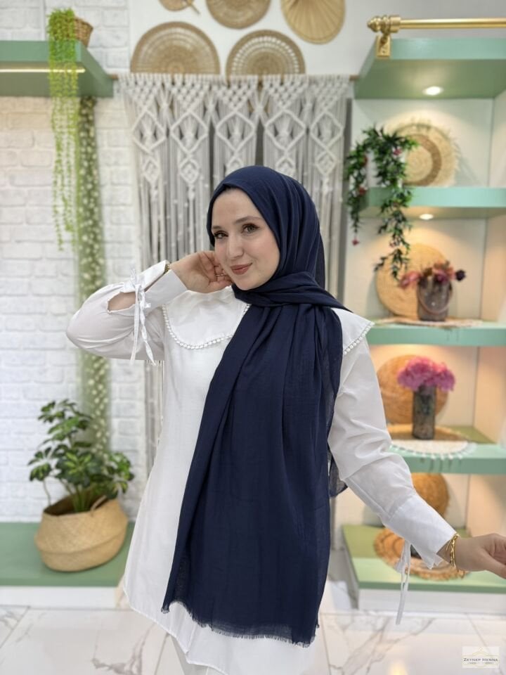 Aya Lacivert Pamuk Şal