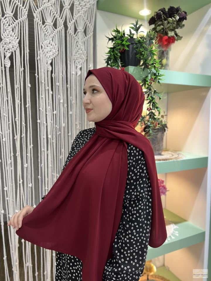 Bordo Medine İpeği Şal