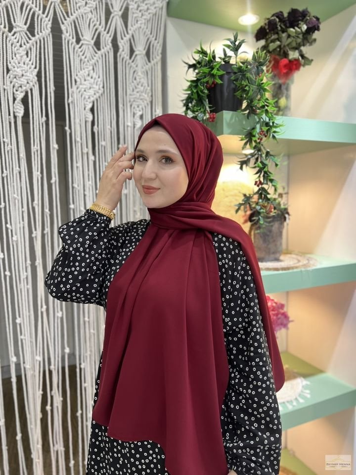 Bordo Medine İpeği Şal