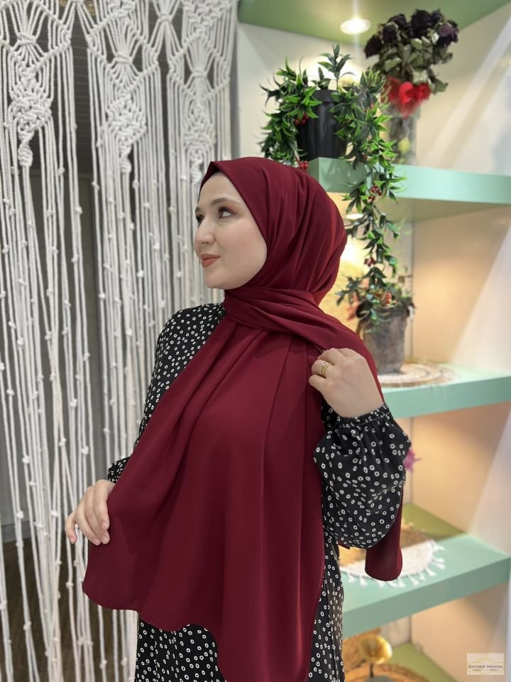 Bordo Medine İpeği Şal