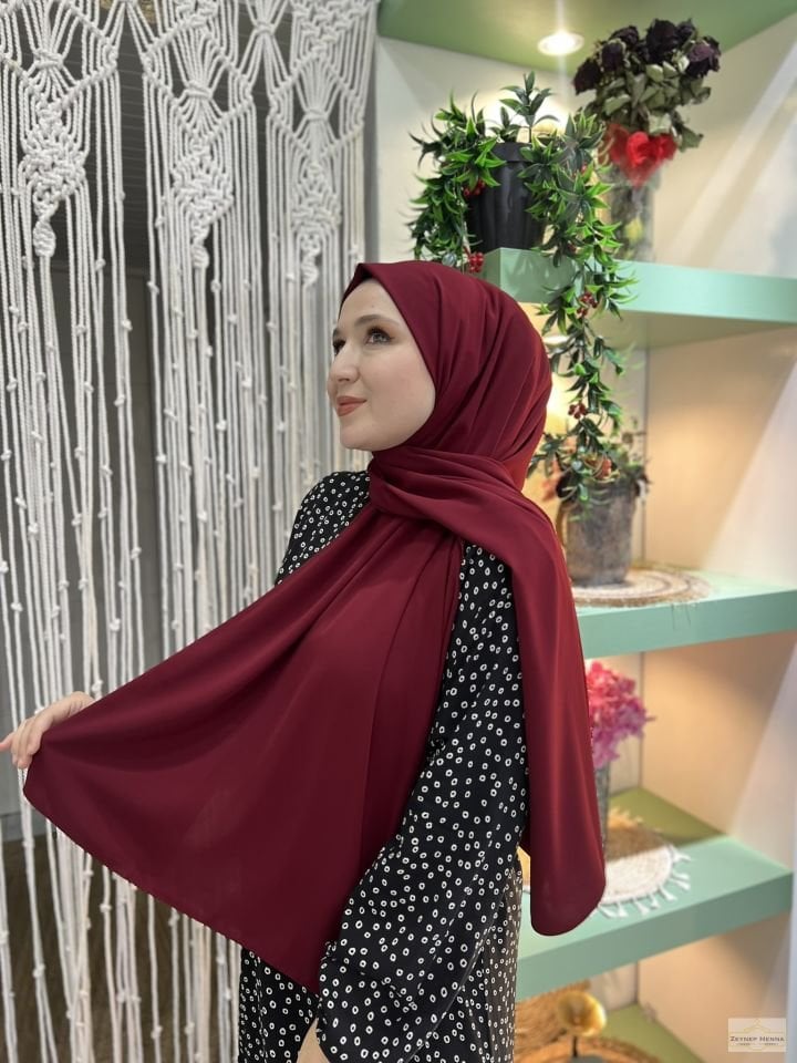 Bordo Medine İpeği Şal
