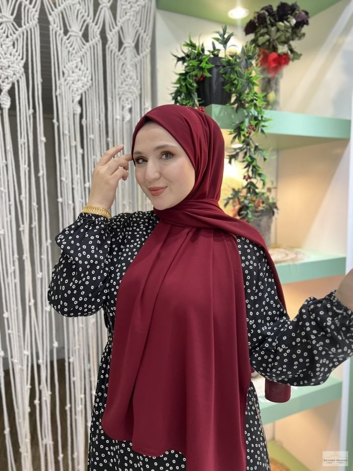 Bordo Medine İpeği Şal