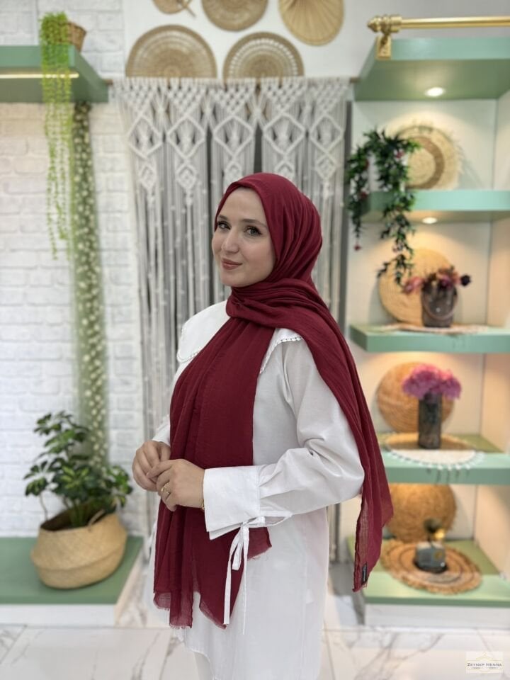 Aya Bordo Pamuk Şal