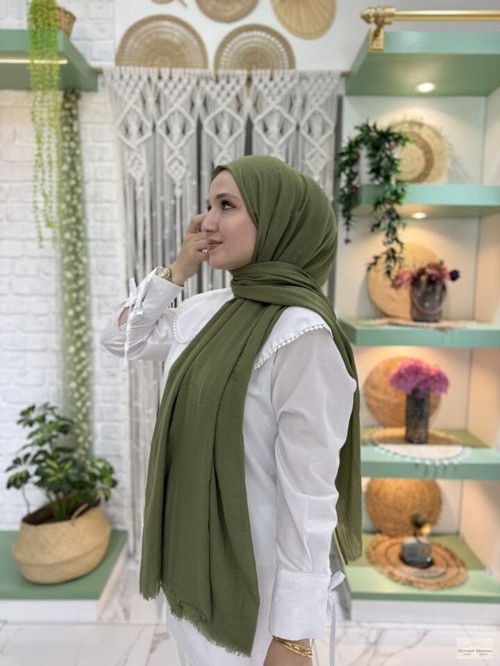 Aya Yağ Yeşili Pamuk Şal