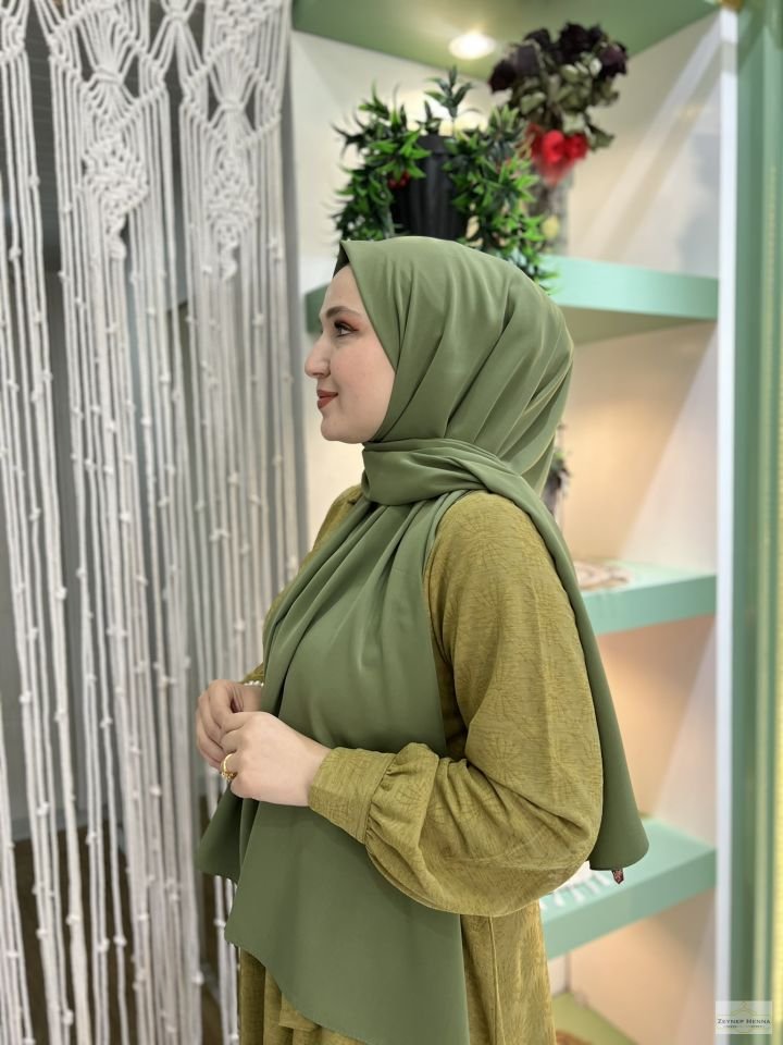 Mint Yeşili Medine İpeği Şal