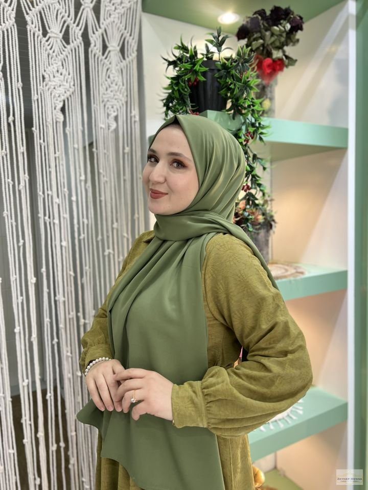 Mint Yeşili Medine İpeği Şal