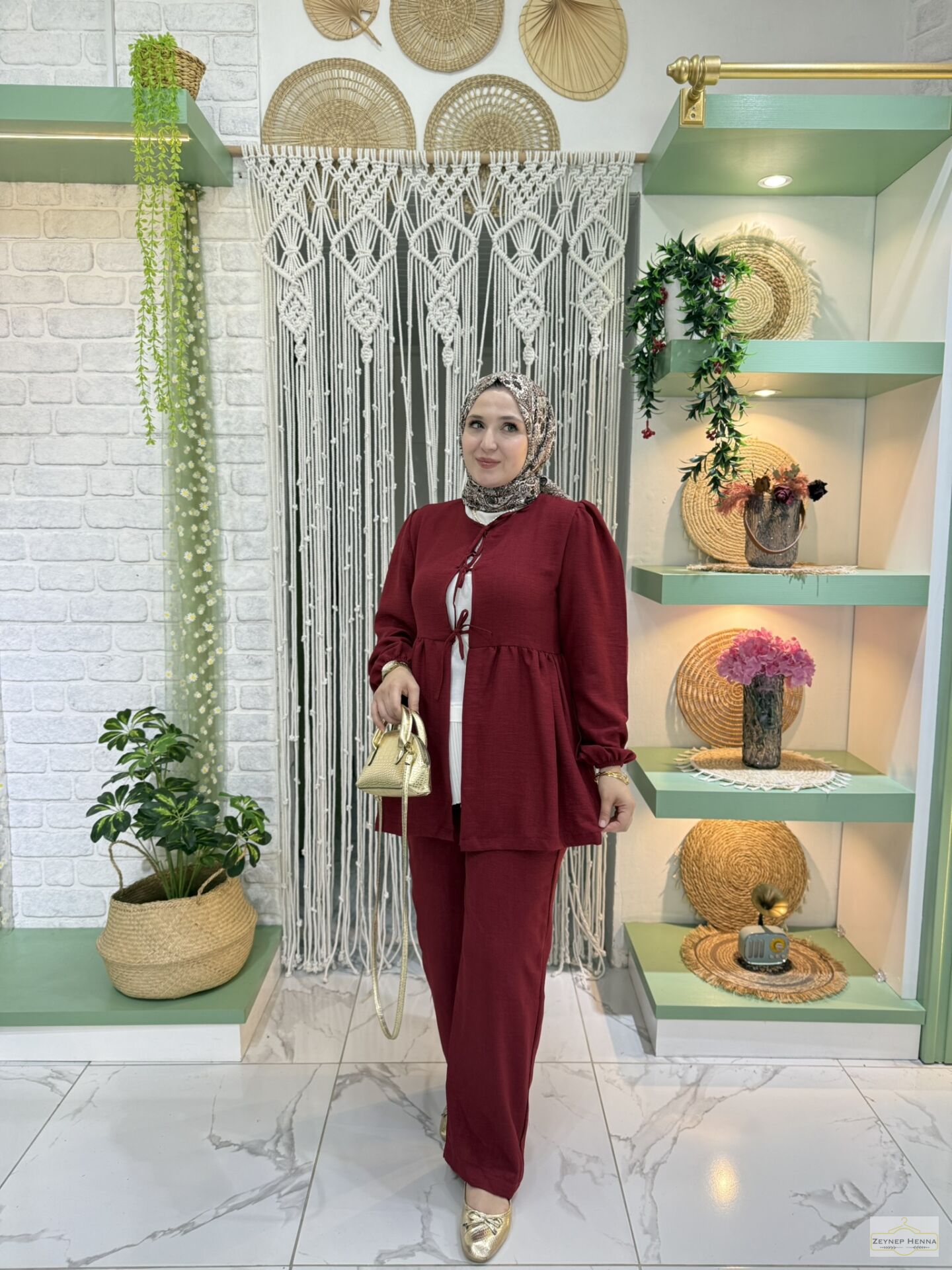 Sahra Bordo Kimono Takım