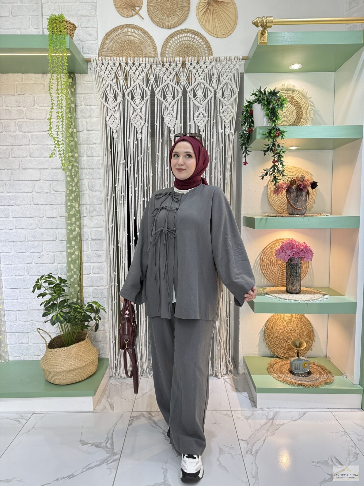 Fiona Antrasit Kimono Takım